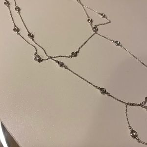 Fun iconic necklace with cubic zirconia stations.